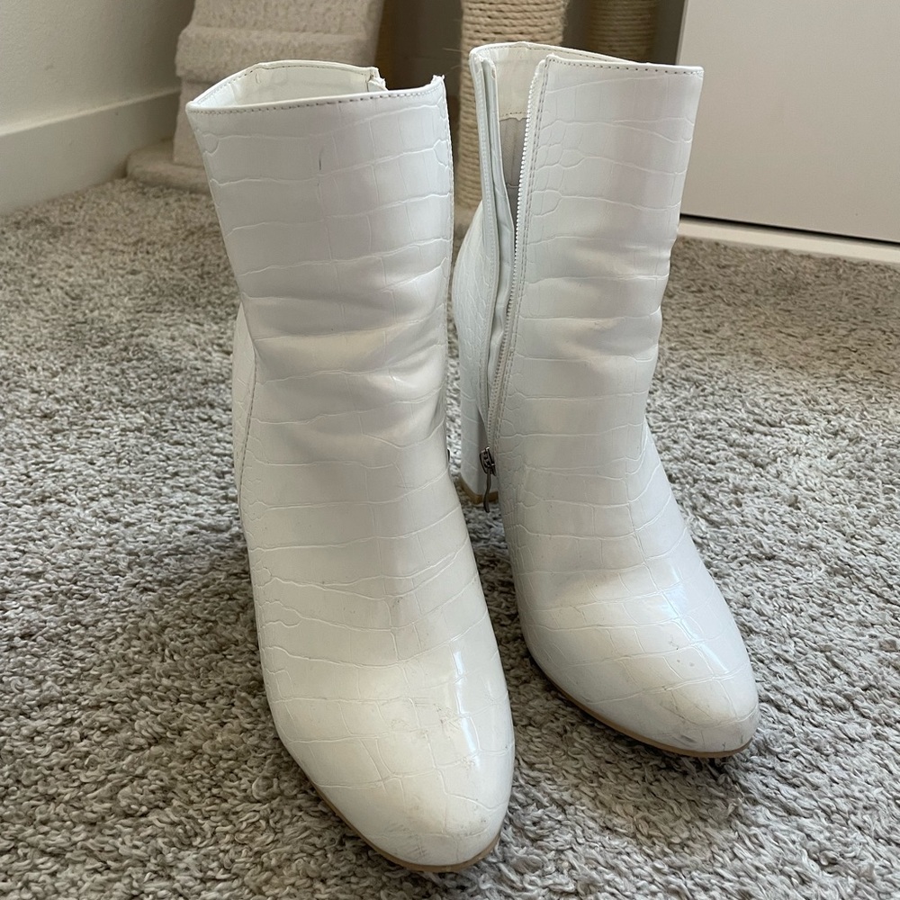 White Snake Print Booties